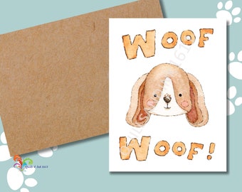 Woof Woof Birthday Puppy Note Card