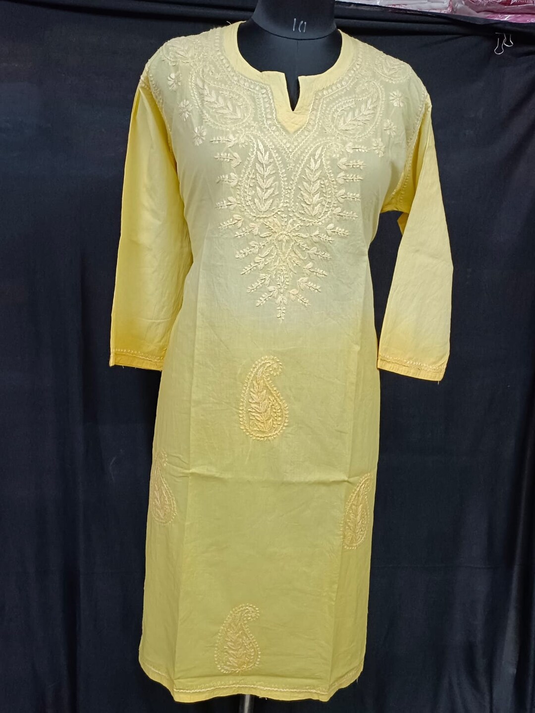 Yellow Color Indian Style Women Knee Length Shirt Dress for Etsy