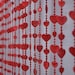 7FT Strings Bead Curtain Red Heart Fancy Sparkling Door Window String Beads Thread Sheer Shear Rod Room Hanging Solid Red 7 x 4 Ft