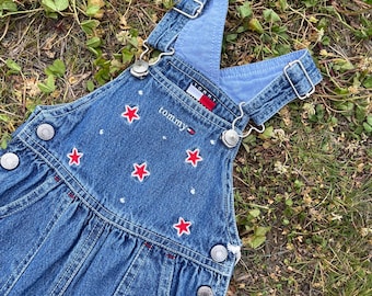 Vintage 2000s Denim and Star Overalls by Tommy Hilfiger (Size 3-6 Months)