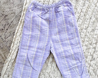 ヴィンテージ Y2K パープルチェック柄カプリパンツ（サイズ4T）