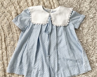 Vintage 1960s Baby Girl Light Blue and White Made in the USA Sherry Blue 2