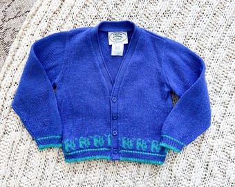 ローラアシュレイ製、ヴィンテージ90年代ウール製犬用カーディガン（サイズ：18～24ヶ月）