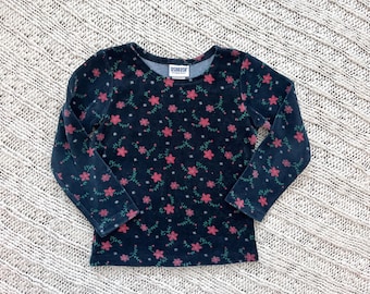 Vintage 90s Black Velour Floral Print Longsleeve Shirt by Oshkosh B’Gosh (Size 5T)