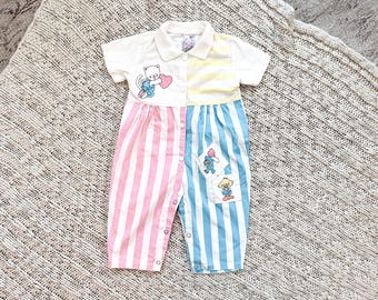 ファンタジーバレーのヴィンテージ80年代パステルストライプジャンプスーツ（12ヶ月サイズ）