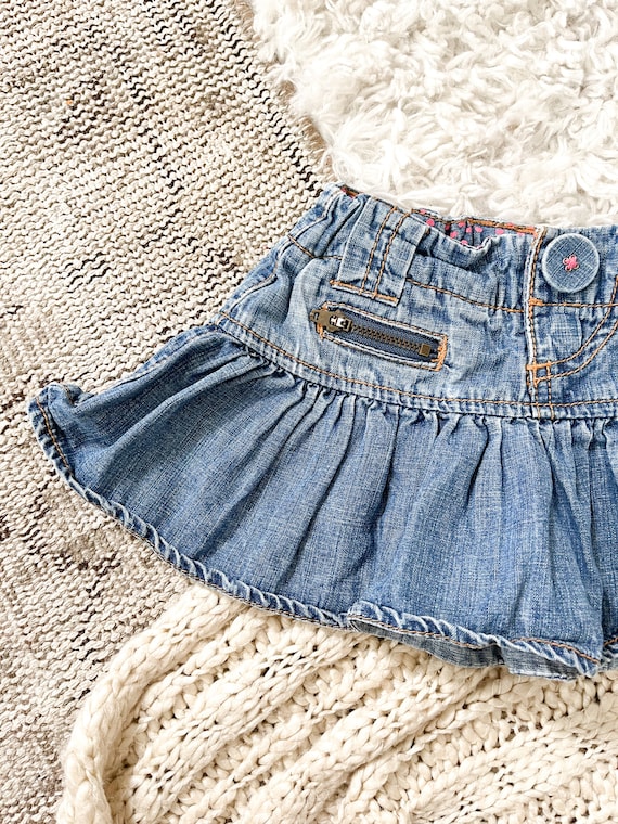 Vintage Y2K Toddler Denim Mini Skirt Denim Skater 