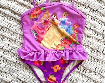 2000年代ヴィンテージ ディズニープリンセス ワンピース水着（ディズニープリンセス製、サイズ：24ヶ月）