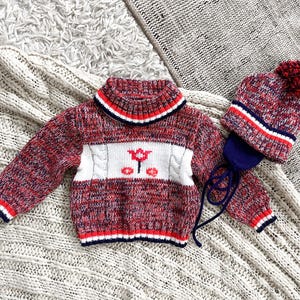Vintage 1970s Baby Girl Knit Turtleneck Sweater and Beanie Unbranded 12 Months