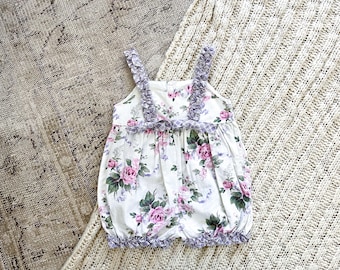 ヴィンテージ80年代風花柄ロンパース（サイズ2T）