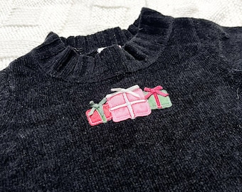 Vintage 2000s Toddler Girl Christmas Sweater Soft Knit Presents Embellishments 24 Months