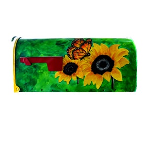 Hand painted Sunflower and Butterfly Mailbox