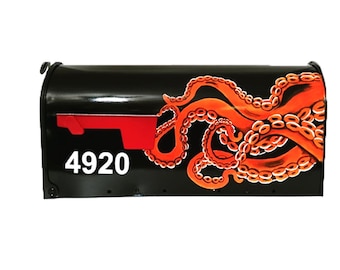 Custom Hand painted Octopus Mailbox with House number