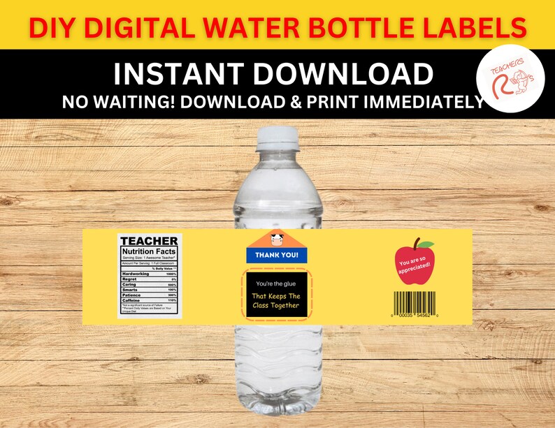 Water Bottle Label You Are the Glue Teacher Appreciation - Etsy