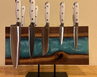 Magnetic Kitchen Knife Holder - Black Walnut Wood