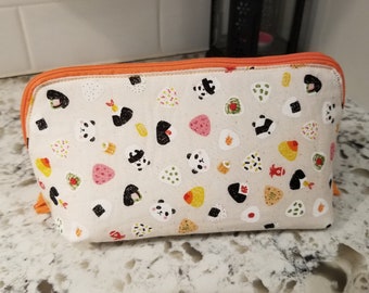 Panda Onigiri Beige Makeup Pouch / Toiletry Bag / Skin Care Bag