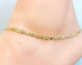 Pulsera Tobillera de Pie para Mujer en Oro Laminado,GF Beautiful Anklet Bracelet