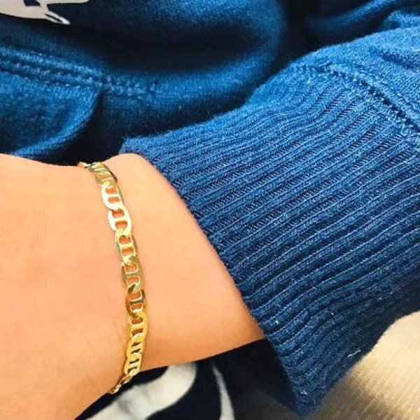 Newborn Baby/Childrens Boys/Girls Gold Filled Baby Bracelet, 14k Real Gold Filled Baby Bracelet, New Mariner Link, Pulsera Para Bebe Niñas