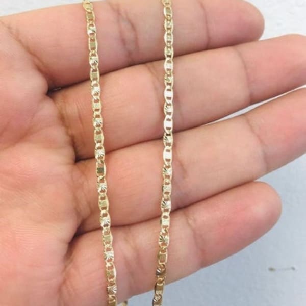 18K Gold Filled Valentino Chain Necklace 14" to 20" / Womens Mens Chain / Valentino Link Chain / Everyday Chain/ Cadena Valentino Unisex Oro