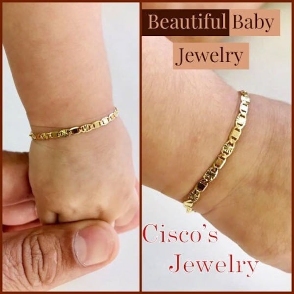 Newborn Baby/Childrens Boys/Girls Gold Filled Baby Bracelet, 14k Real Gold Filled Baby Bracelet, New Valentino Link, Pulsera Para Bebe Niñas