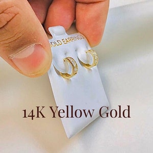 Aretes Argollas en Oro 14K Pendientes Joyería Fina de Moda De Oro para Mujer