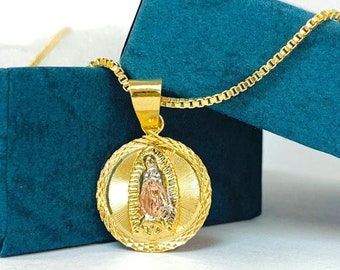 Virgen de Guadalupe Necklace 14K Gold Filled / Virgen de Guadalupe Pendant 18x15mm/ Guadalupe Jewelry / Cadena de la Virgen de Guadalupe Oro