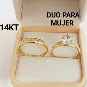 Anillo De 3 Tonos En Oro De 14K En Forma Semanario Para La Mujer