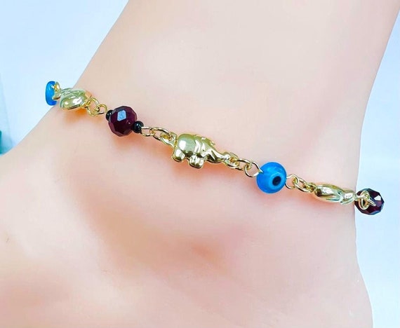 Evil Eye Anklet Bracelet Elephant Bracelet Good Luck Bracelet