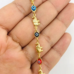 5.5 Baby/Childrens Boy/Girls Gold Filled Elephant Evil Eye Baby Bracelet Luck/14k Real Gold Filled Baby Bracelet Evil Eye Elephant Bracelet image 5