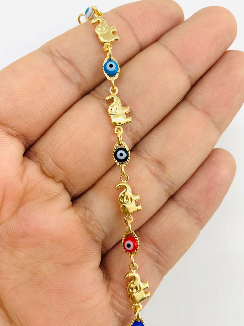 5.5 Baby/Childrens Boy/Girls Gold Filled Elephant Evil Eye Baby Bracelet Luck/14k Real Gold Filled Baby Bracelet Evil Eye Elephant Bracelet image 5