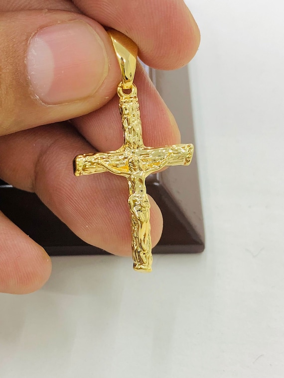 Dije de Cruz en Oro Laminado para Hombre 36x23mm/Rustic Cross