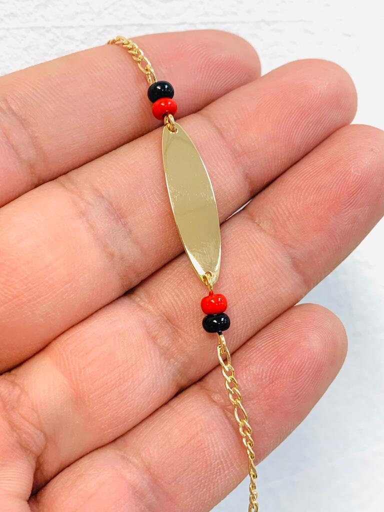 Baby ID Bracelet With Azabache Baby Bracelet Kids Jewelry for