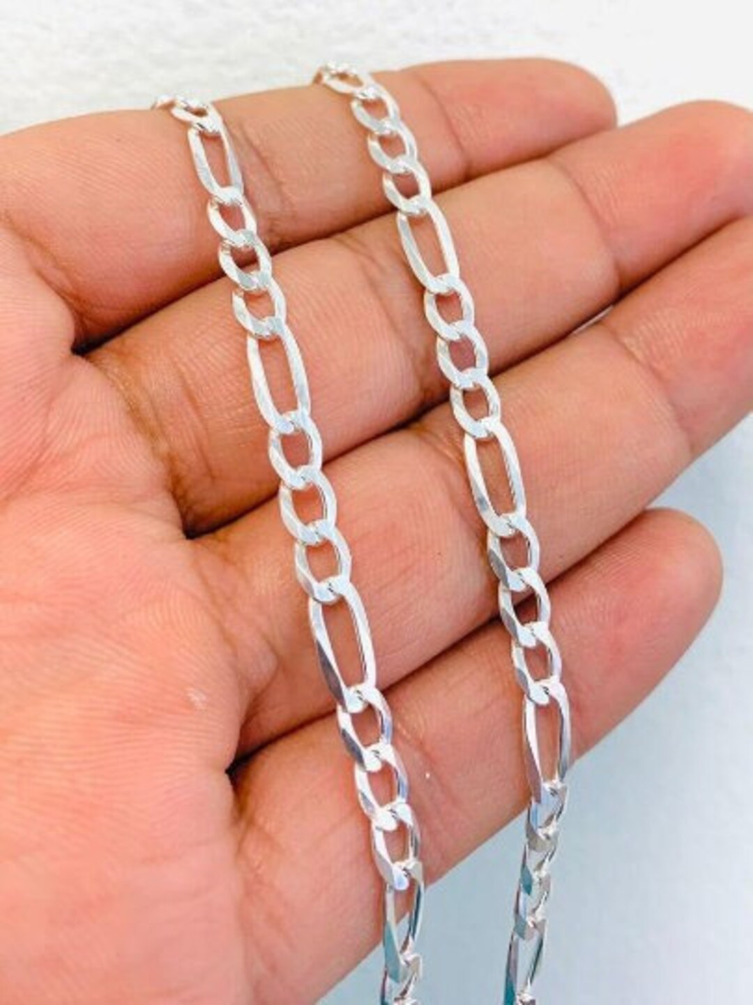 925 Sterling Silver Figaro Link Chain Necklace for Men 24 16g 5mm
