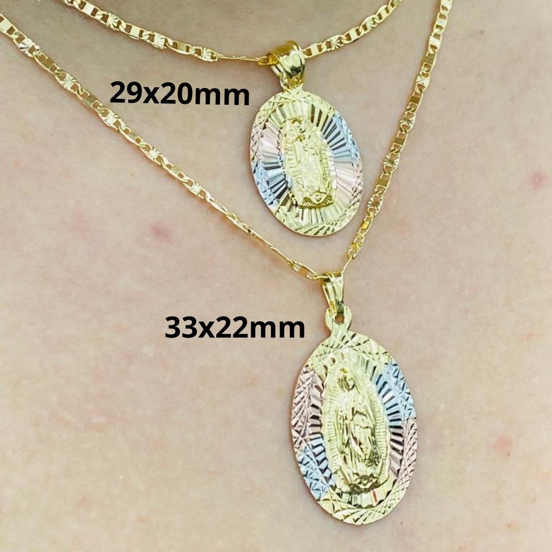 Diamond Cut Virgen De Guadalupe Necklace Valentino Chain for Men and