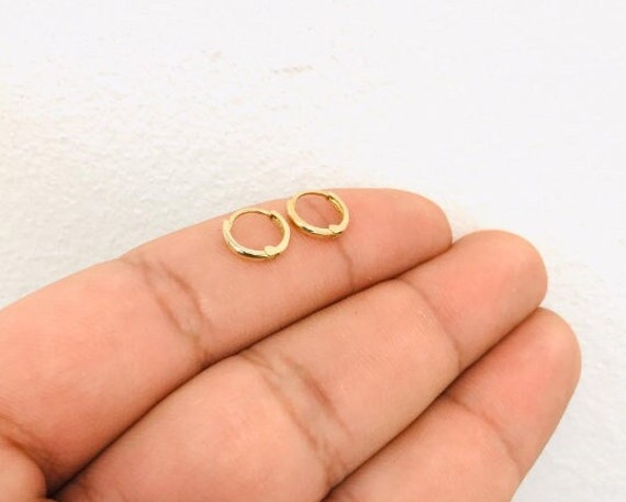 14K Real Gold Dainty Huggies Earrings Women/girls/men 8.5x9.1mm