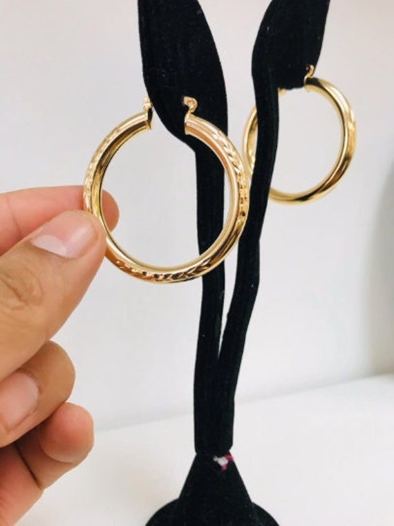 Womens Hoop Earrings With Diamond Cut/14k Gold Filled Hoop