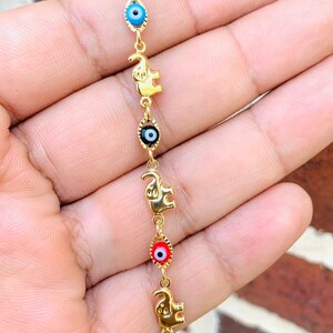 5.5 Baby/Childrens Boy/Girls Gold Filled Elephant Evil Eye Baby Bracelet Luck/14k Real Gold Filled Baby Bracelet Evil Eye Elephant Bracelet image 2