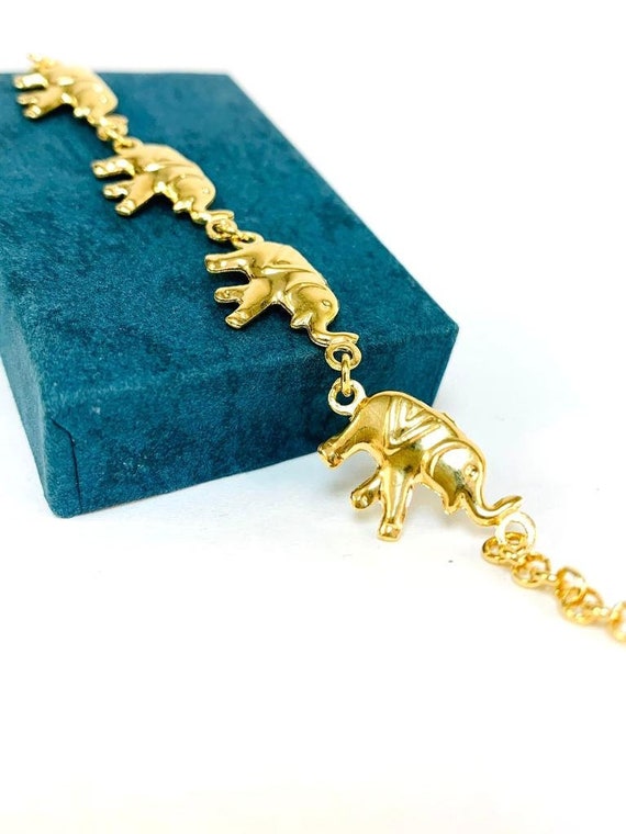 14K tricolor gold Elephants bracelet EJB13602 | eBay