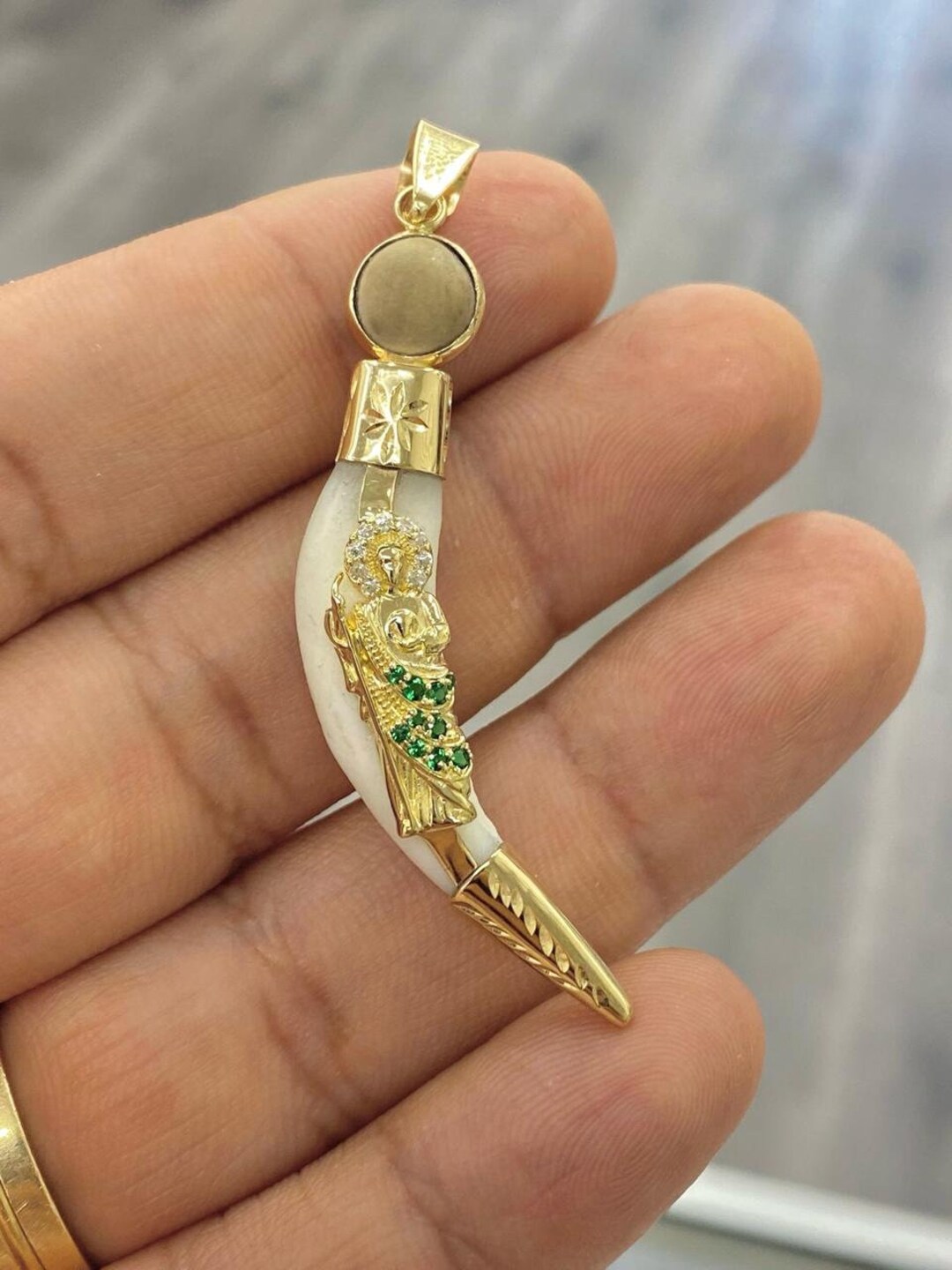 Colmillo De Coyote With San Judas Charm Saint Jude Coyote Teeth Pendant
