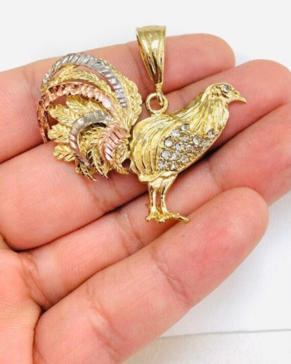 Medalla De Oro Para Hombre De Gallo 3 Oros 18K Gold Filled Chicken Rooster Pendant 33x45mm Men s Gift Chicken Rooster Pendant Gold NEW