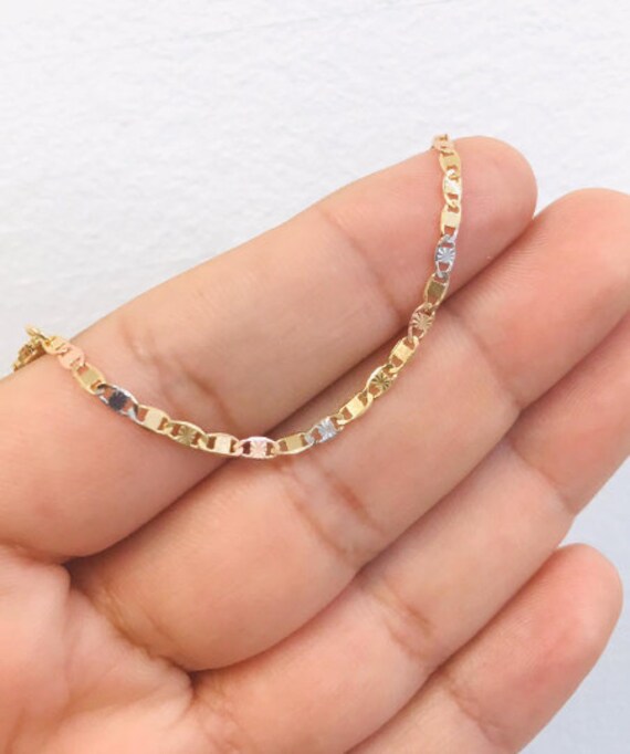 14K Real Tri-color Gold Filled Baby Bracelet Valentino Link/family