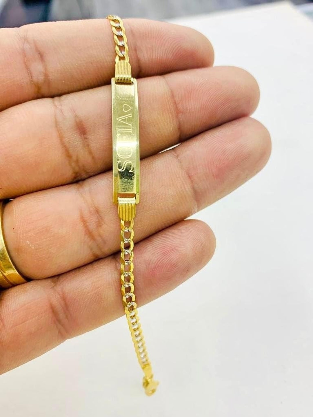 14K Gold Baby Bracelet/baby Jewelry With Free Engraving/personalized 3.61g Baby Girls Gold