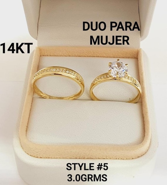 Anillos Sortijas 14k Argollas De Compromiso Matrimonio Oro Plata Boda Para  Mujer