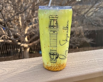 Vaso/taza de café con purpurina de sable de luz de Rey Skywalker de 20 oz, regalo inspirado en Star Wars, caliente o frío