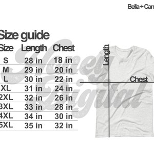 Bella Canvas 3001 Size Chart | Bella Canvas 3001 Mockup | Shirt Mockup