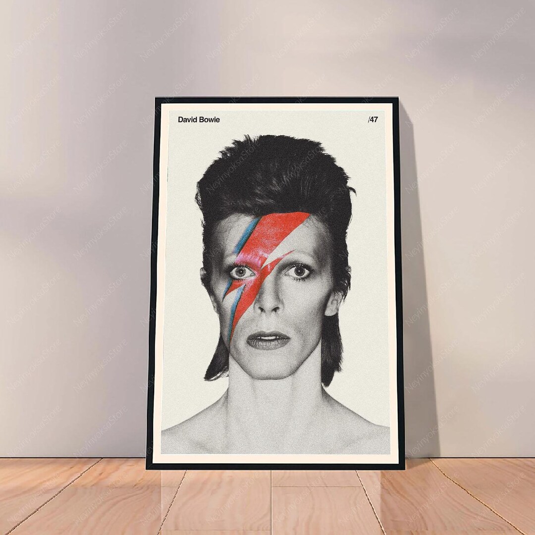 David Bowie Mid Century Modern Music Poster Retro Music Etsy