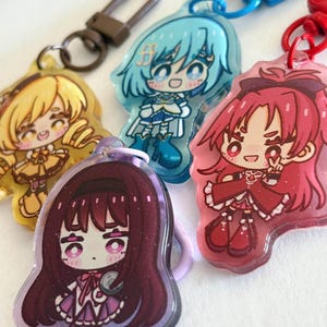 Anime Glitter Acrylic Charms | Madoka, Homura, Mami, Sayaka, Kyoko
