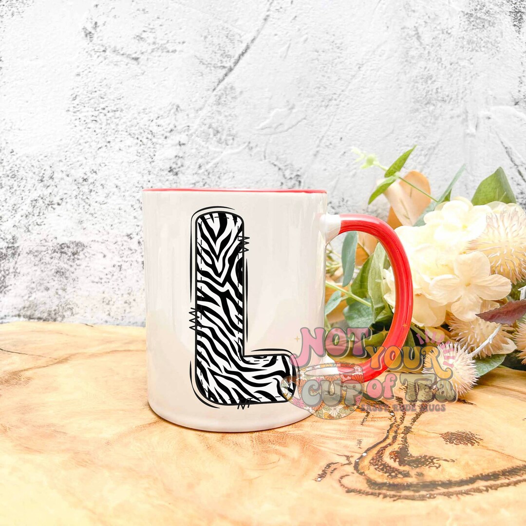 Zebra Print Alphabet Coffee Mugs Custom Initial Coffee Mug Etsy