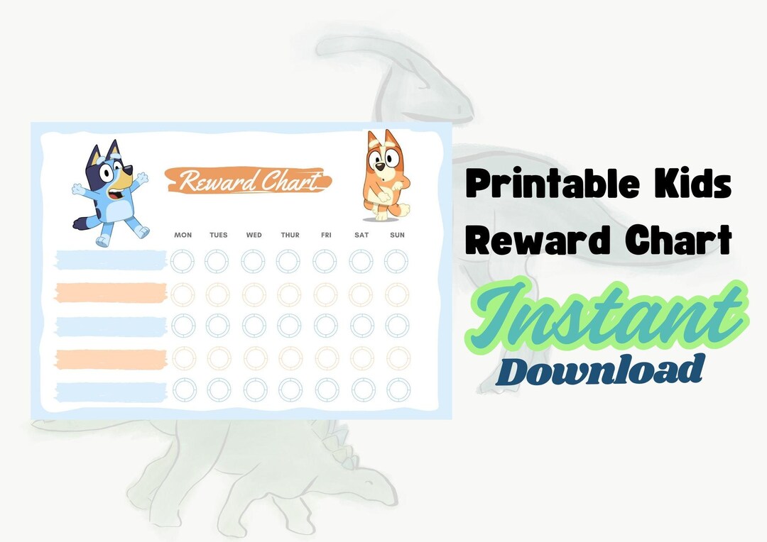Bluey Dog Reward Chart Printable | Kids Behavior Motivation (instant ...