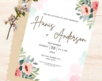 Digital Wedding Invitation Template, Electronic Wedding Invitation, Digital Wedding Invite