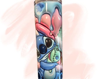Stitch Inflated Tumbler 20oz Sublimation Skinny Straight 20oz Cup Water Bottle Cartoon